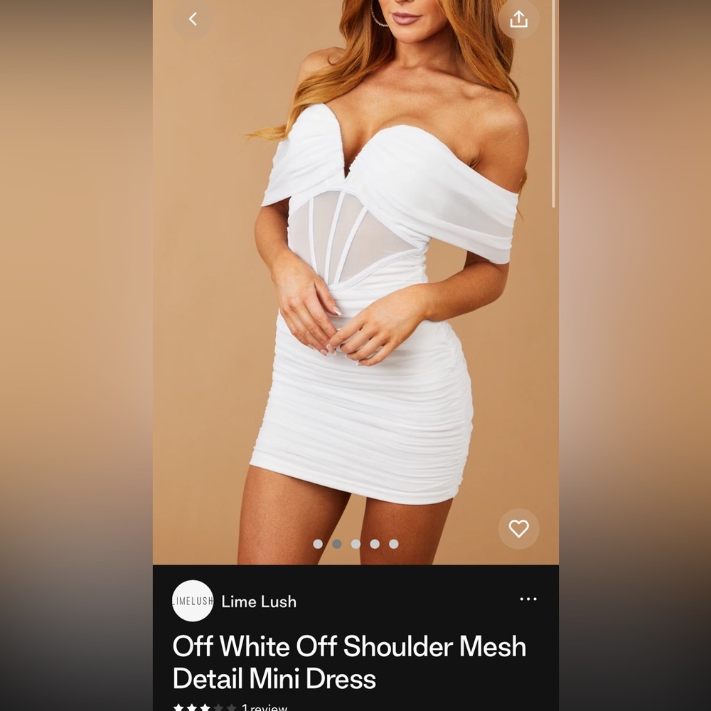 Lime Lush off white off shoulder mesh detail mini dress
